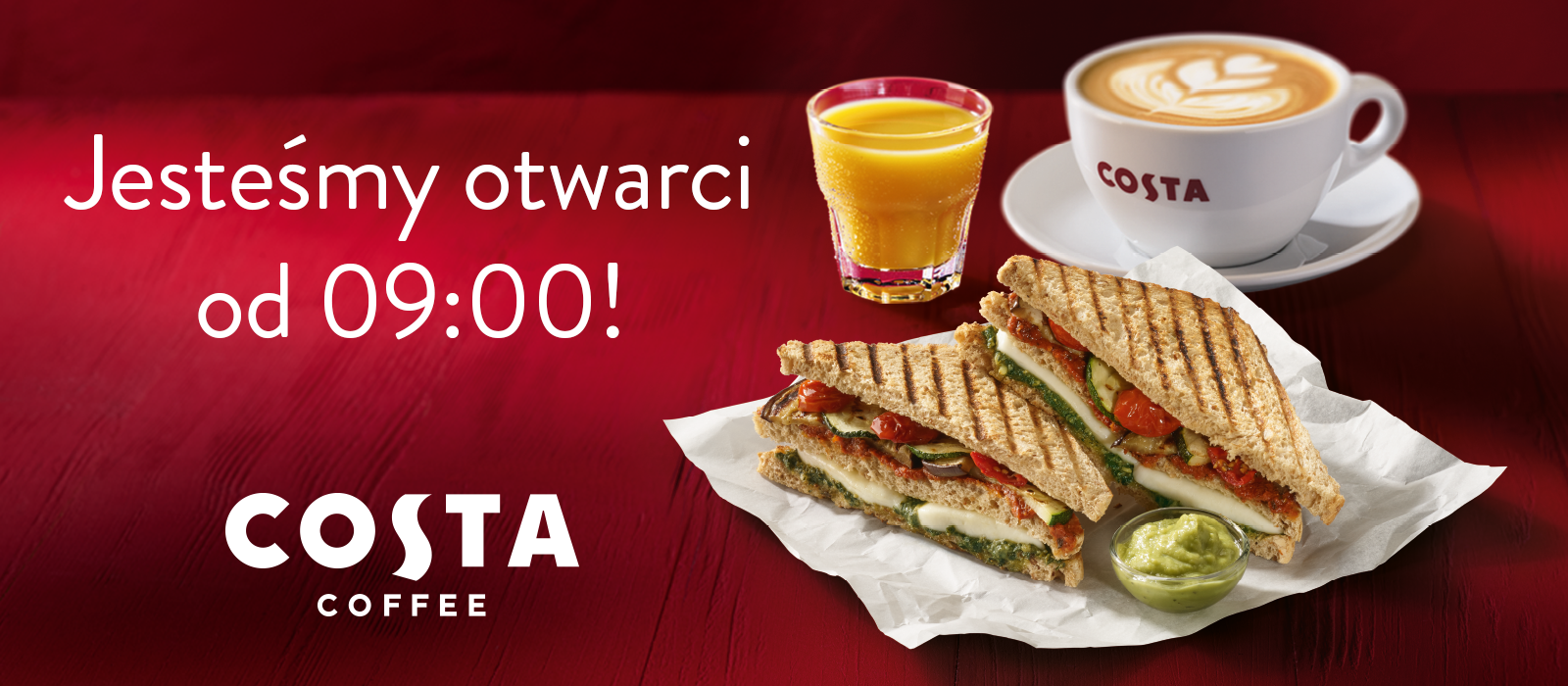 Costa Coffee otwarte od godziny 9:00! - 1